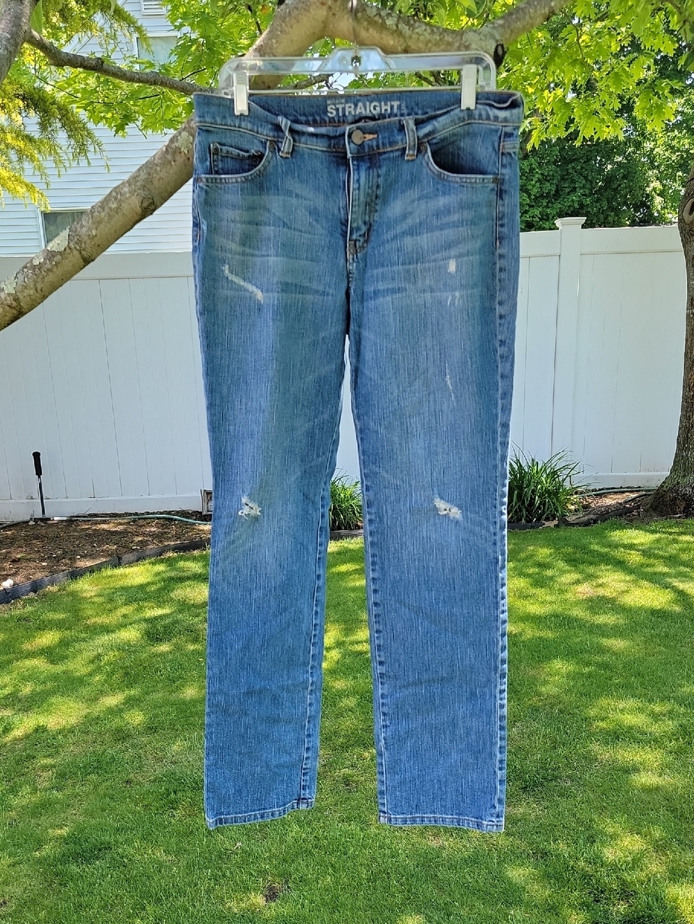 New York & Company Mid Rise Straight Jeans With Distressing